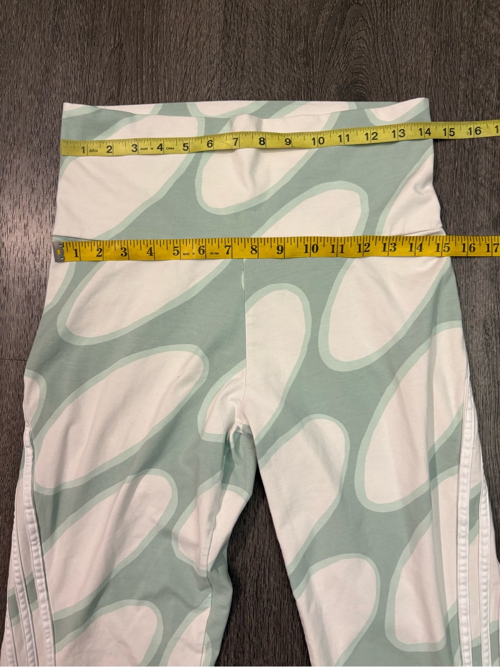 adidas x Marimekko Future Icons Flared Leggings Sz Medium Green & White Athletic - Picture 11 of 13